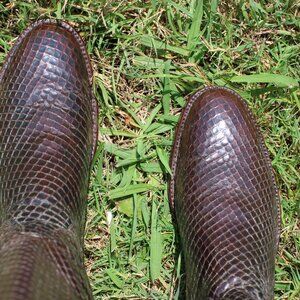 T.O. Stanley Full Anaconda Cowboy Boots | Size 9.5 D | Chocolate | Handmade USA